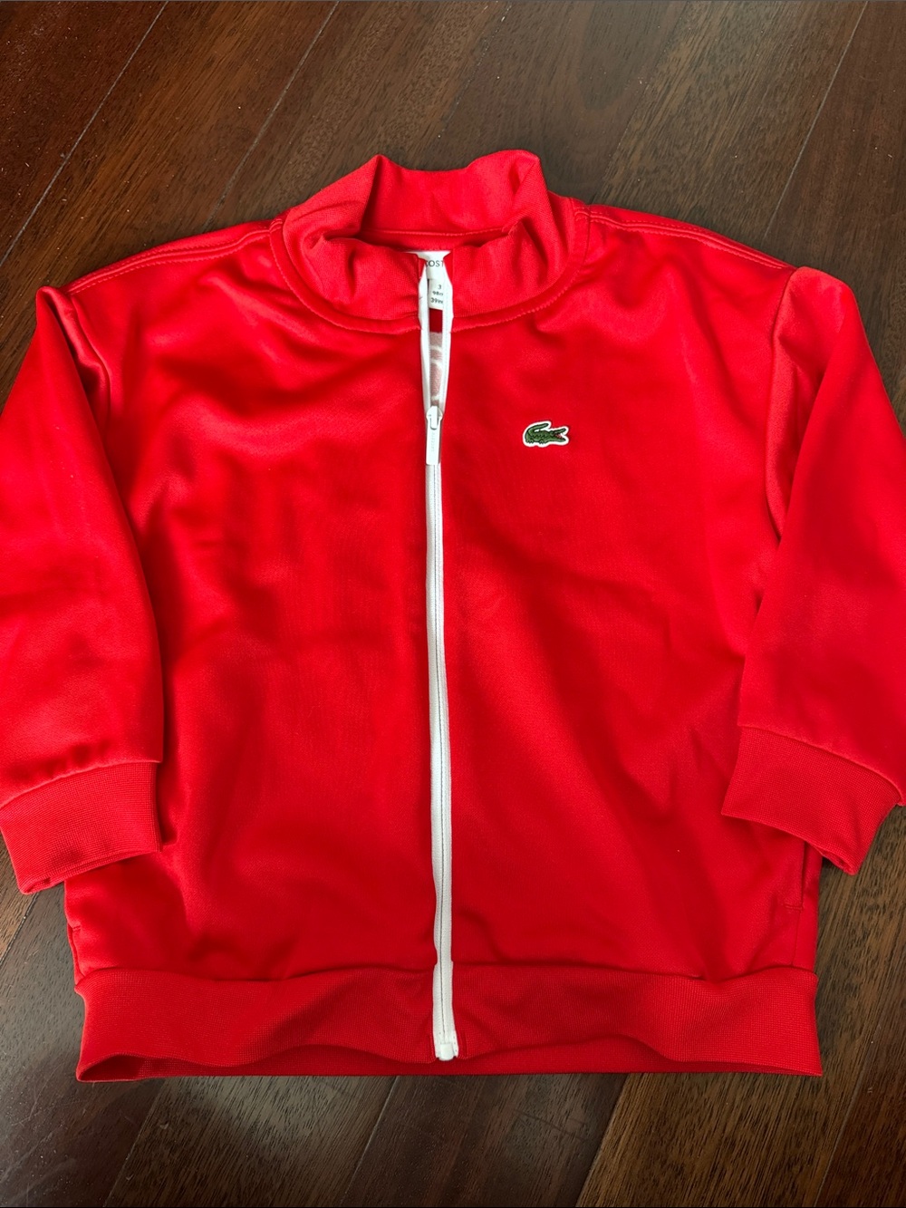 Lacoste Bright Red Full-Zip Track Jacket with White Trim